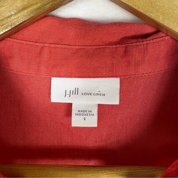 J. Jill Coral Red Love Linen Popover Tunic Blouse - Picture 4 of 7